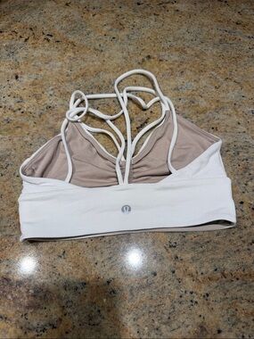 lululemon athletica White and Beige Strappy Back Sports Bra